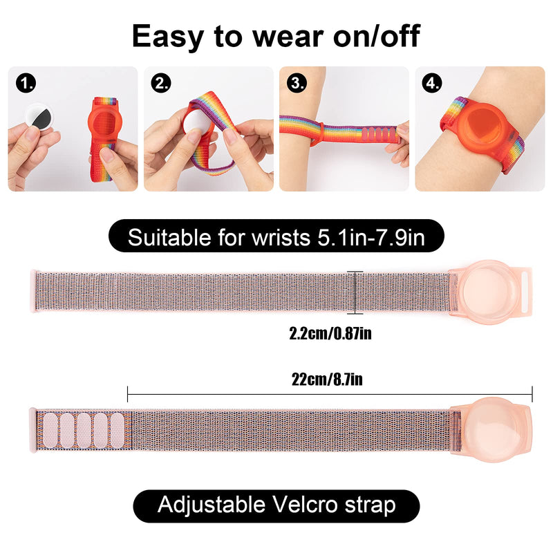 [Australia] - Kids Wristband Compatible with Apple AirTag, Protective Case for Air Tag GPS Tracker Holder with Nylon Bracelet, Adjustable Anti Lost Watch Band for Toddler Child Elder (Pink) Pink 