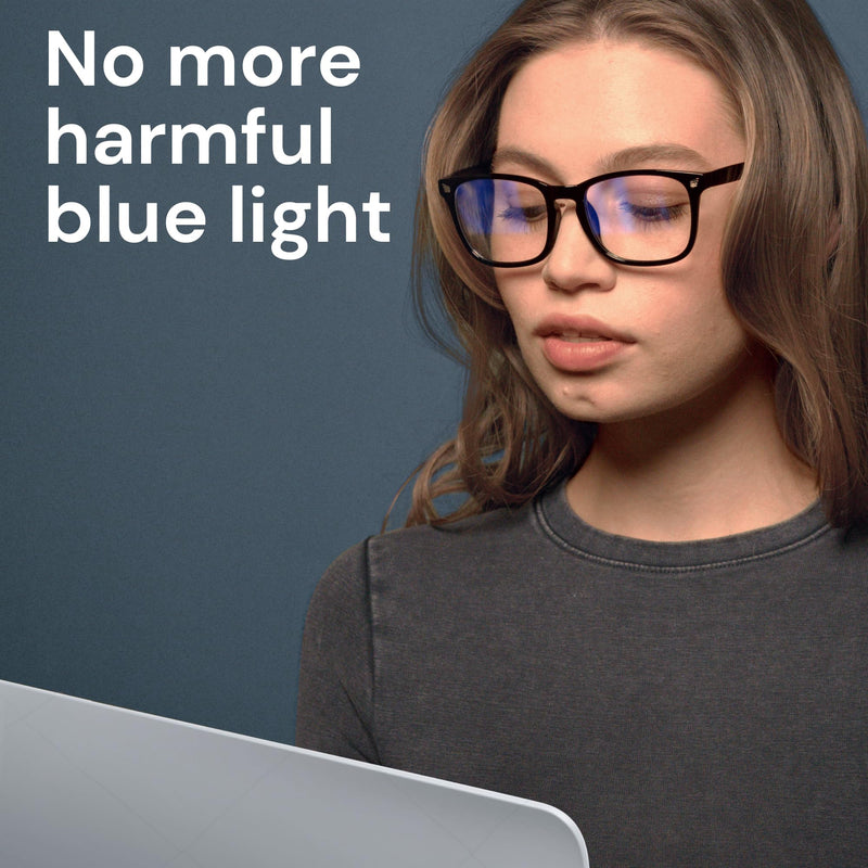 [Australia] - Blue Light Blocking Glasses - Fashion Square Eyeglasses, Anti UV Ray Computer Gaming Glasses Blue Blockers for Women/Men *Black & Transparent 2 