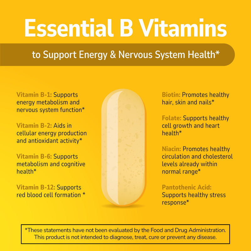 21st Century B-100 Complex Prolonged Release Tablets, Energy, 60 Count | High-Potency B-100 Complex with B1, B2, B6, B12, Biotin & Folic Acid, Energy Metabolism & Nervous System Support, Gluten Free 60 Count (Pack of 1)