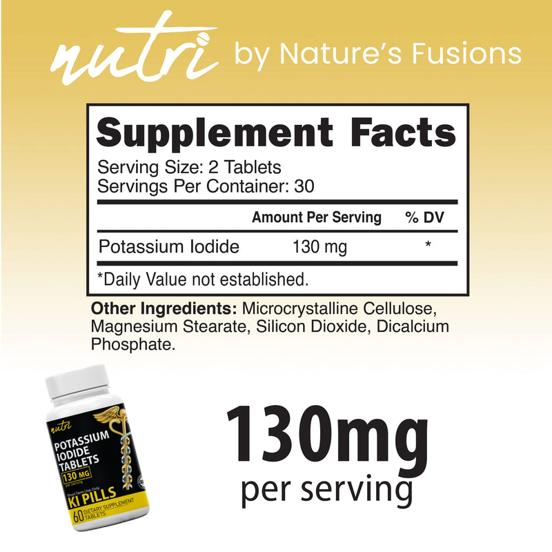 [Australia] - Potassium Iodide Tablets 130 mg (2 Pack) - (120 Tablets) EXP 10/2032 - Ki Pills Potassium Iodine Tablets - Potassium Iodine Pills Yoduro de potasio Potassium Iodide Tablets 60 Count (Pack of 2) 
