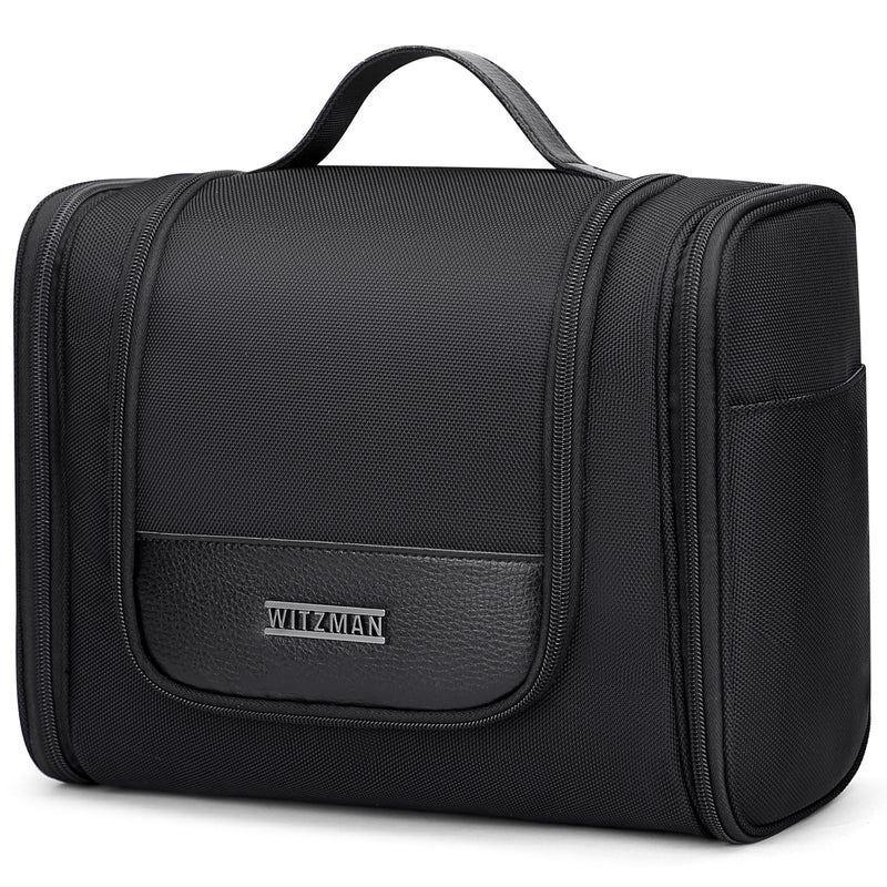 WITZMAN Toiletry Bag for Men Nylon Hanging Water-resistant Shaving Dopp Kit | With Dry-wet Separation Pocket, Multi-pockets for Organized Storage, Lightweight, For Travel, Bathroom, B690 Black