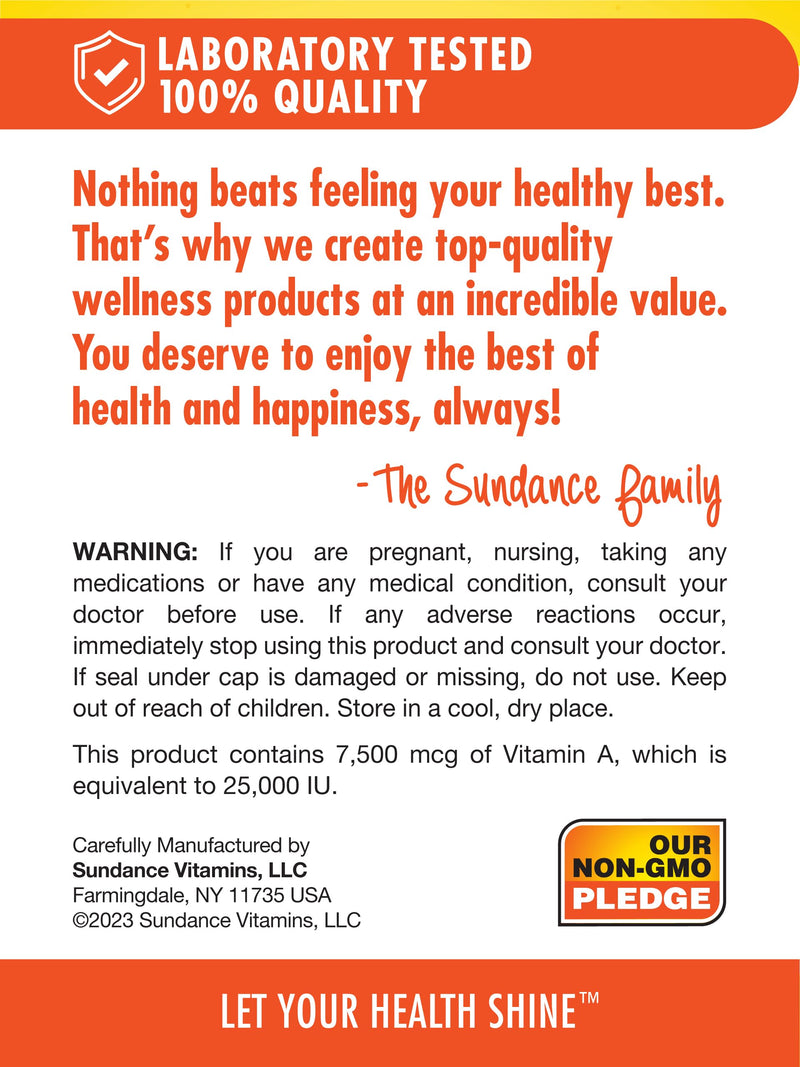 [Australia] - Sundance Beta Carotene 7500mcg | 60 Softgels | Provitamin A | High Potency Formula | Non-GMO and Gluten Free Supplement 