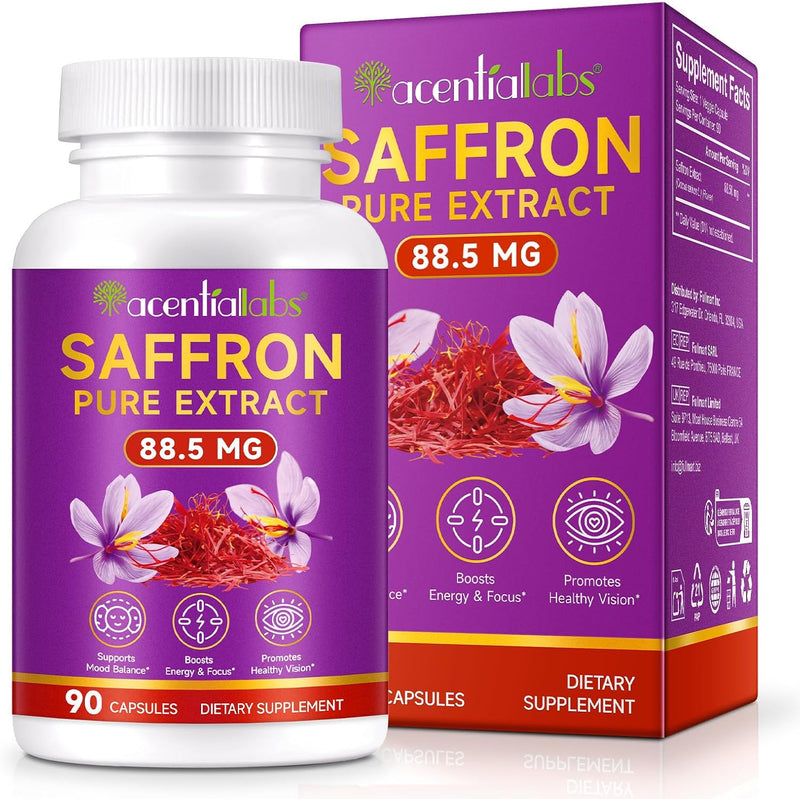 100% Pure Saffron Extract - Supports Weight and Appetite Health, Mood, Focus, Memory, Digestion, Eye, Skin and Brain Health. NSF Certified Saffron Supplements for Women and Men, 45-Day Supply.