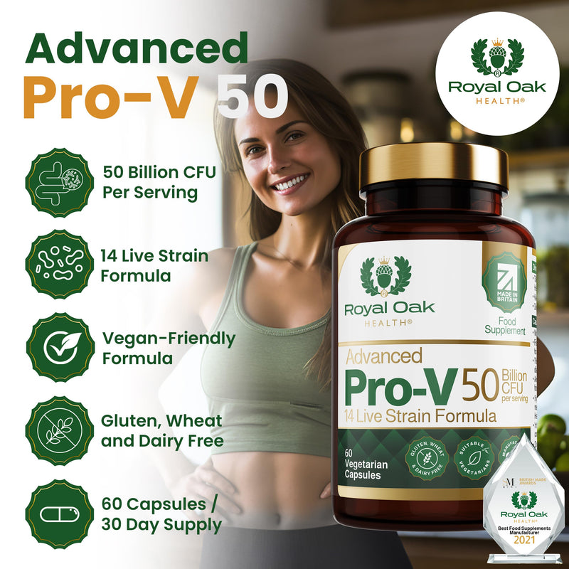 Advanced Pro-V – 50 Billion CFU | 14-Strain Probiotic Formula with Clinically Informed Species | 60 Vegetarian Capsules | UK Made | Gut & Immune Support | Non-GMO