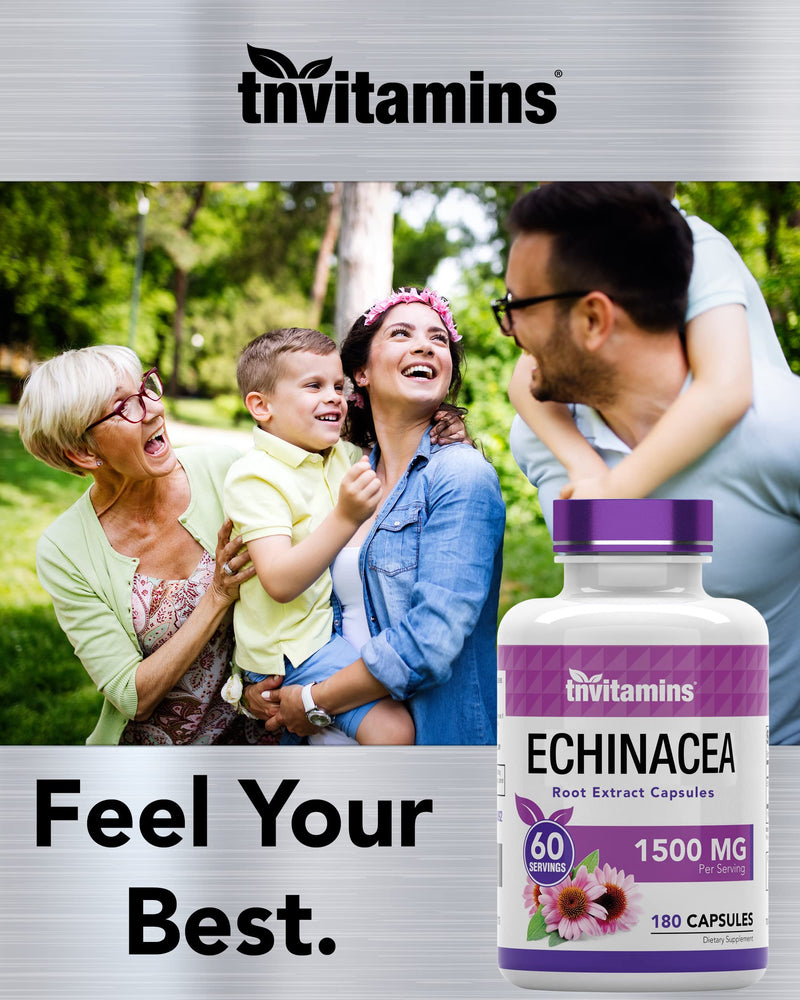 [Australia] - Echinacea Capsules (1500 MG x 180 Capsules) | Supports Health & Well-being | Echinacea Root Herbal Extract Supplement | Produced in The USA 