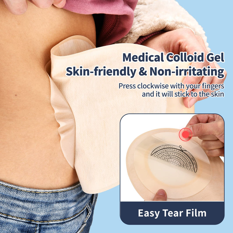 [Australia] - 20 pcs Colostomy Bags, Rainlotus Ostomy Bag one-Piece ostomy Supplies, 20mm-70mm Cut-to-Fit Drainable Pouches with Velcro Closure for Ileostomy Stoma Care 