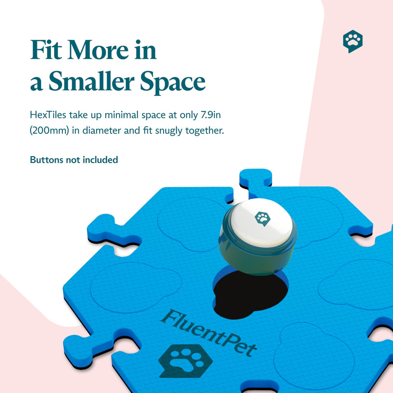 [Australia] - FluentPet HexTile - Blue | Accessory Dog and Cat Button Learning Kits | Can Hold Up to 6 Buttons | Soft, Durable, and Non-Slip | Gift for Pet Lovers | Comes in 12 Colors 