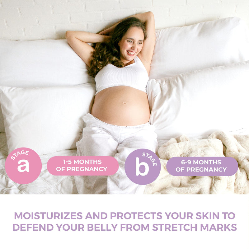 [Australia] - Pregnancy Stages A & B Set | Belly Lotion, Belly Oil, Stretch Mark Defense Cream & Belly Butter | Pregnant Mom Months 1-9 | Part of Complete 3-Part Pregnancy Skincare System (Set of 4, 4-4.93oz) 1-6 Month, 4-Pack 