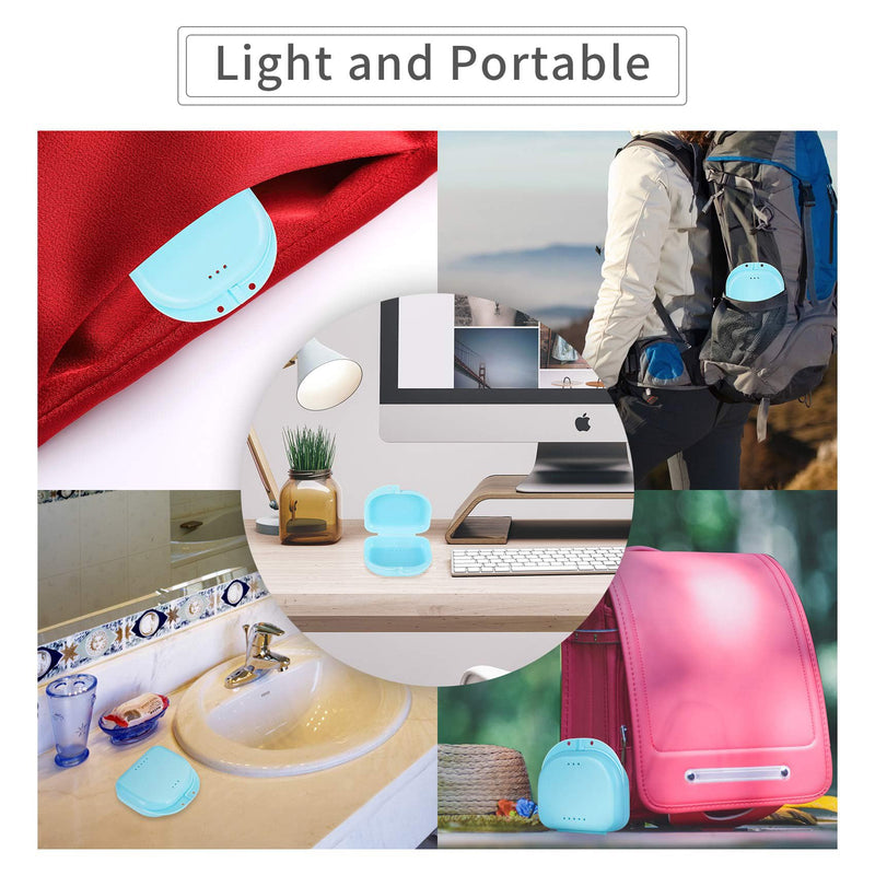[Australia] - Dental Mouthguard Container Orthodontic Retainer Case with Vent Holes, Denture Holder Box Clear Aligner Case Slim for Household|Travel|Office - Bluish - Light & Easy to Carry 