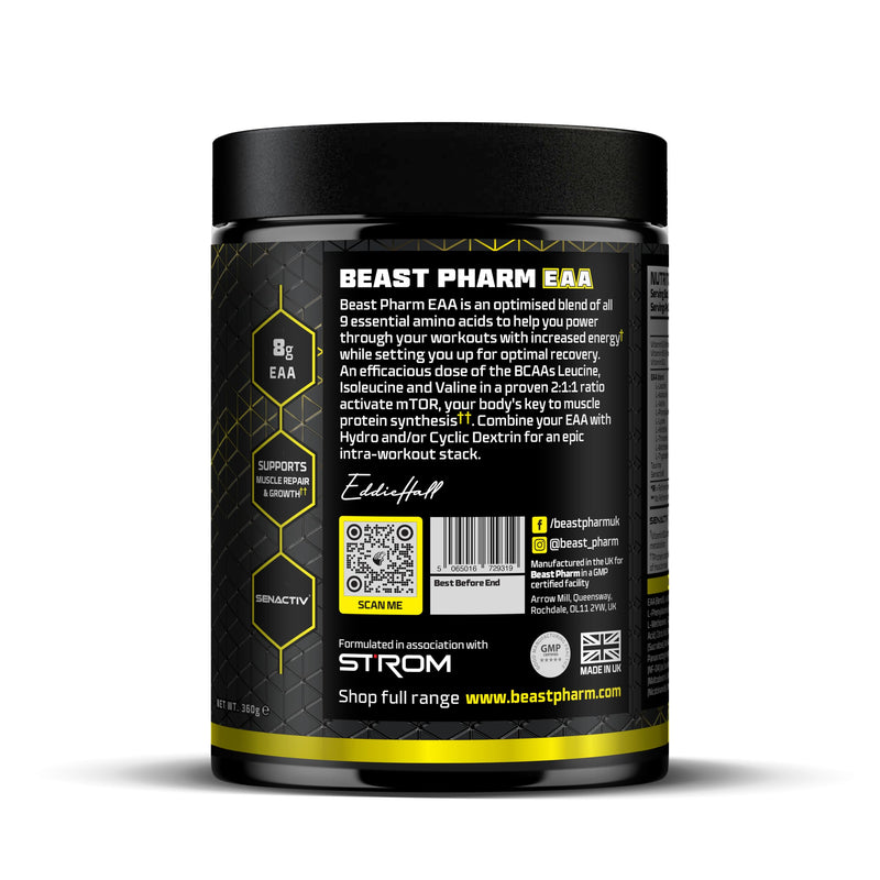 Beast Pharm 9 EAA Amino Acids with BCAA Powder 2:1:1 Ratio - Essential Amino Acids Powder - 360g - EAAs Recovery Drink - 30 Servings - Lemon Sherbet