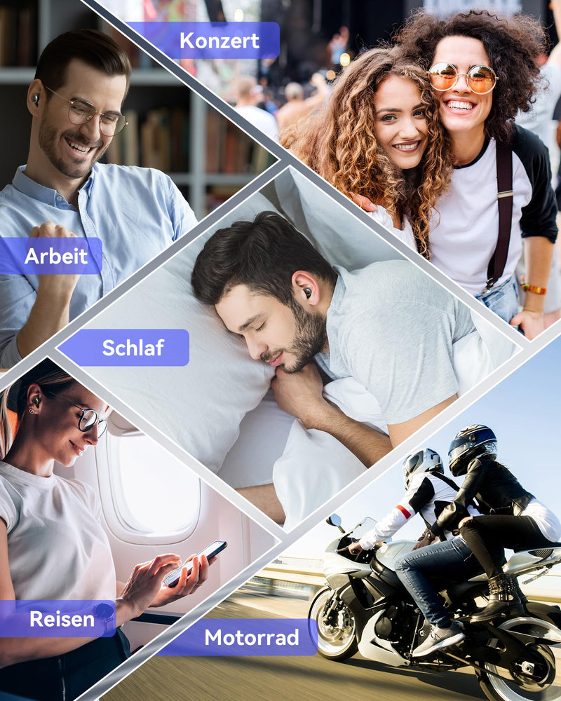 [Australia] - KAUGIC Earplugs for Sleeping, Silicone Reusable Ear Plugs, NRR 30dB Certified Hearing Protection Earplugs for Concerts, Nightlife, Focus, Travel 8 Tips in XS/S/M/L - Black 