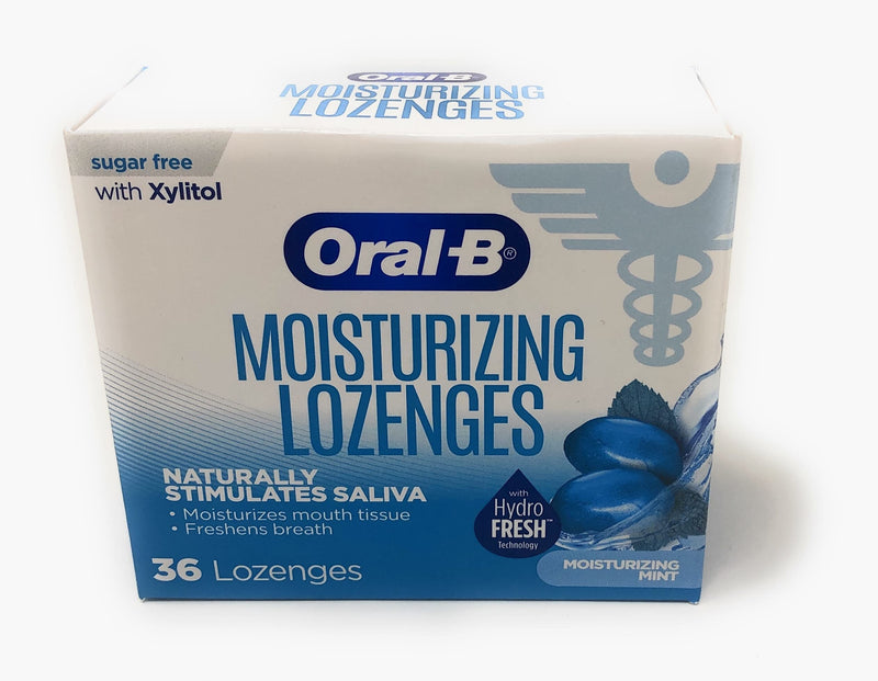 Oral-B Moisturizing Lozenges for Dry Mouth, Moisturizing Mint Flavor, 36 Count (Pack of 2)