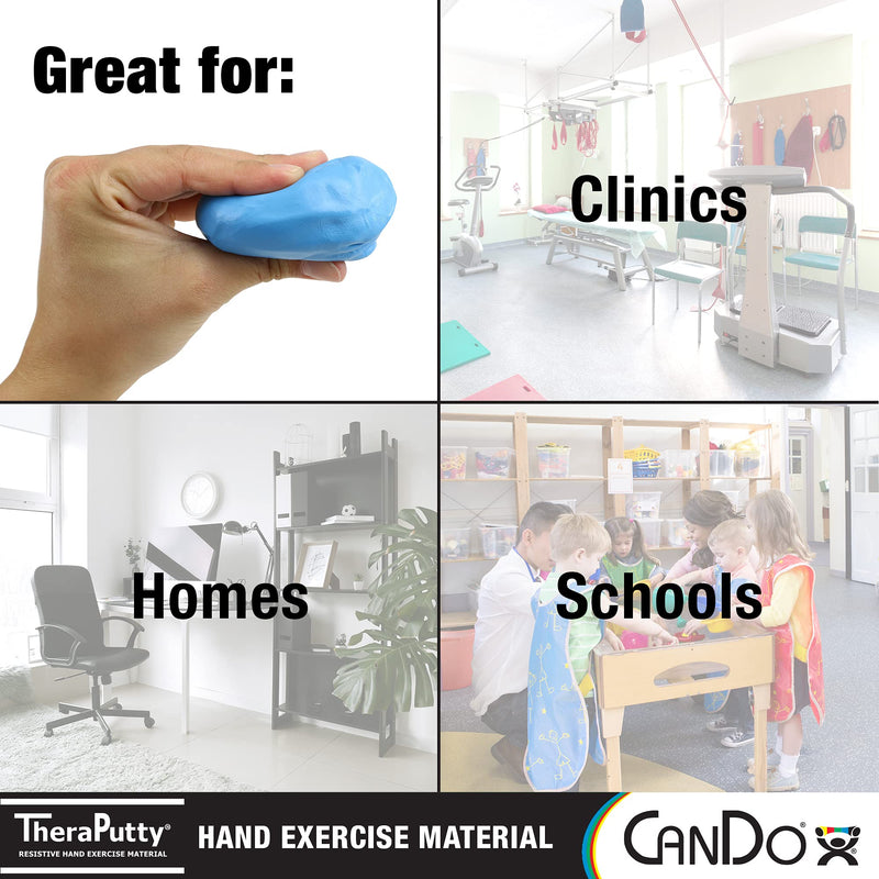 [Australia] - CanDo TheraPutty 4 Piece Set - X-Soft, Soft, Medium, and Firm, 2oz Each, Standard Hand Exercise Putty for Rehabilitation, Exercises, Hand Therapy and Strengthening, Stress Relief 