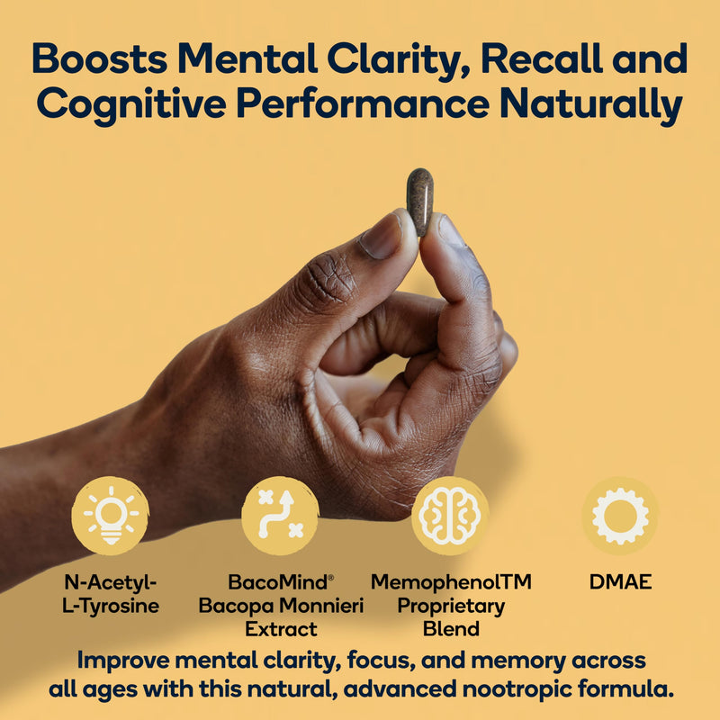 [Australia] - Focus - Premium Cognitive Enhancement Supplement with Natural Nootropics - Memophenol, Bacopa, & DMAE - 60 Veggie Capsules (Focus) Focus 1 Count (Pack of 60) 