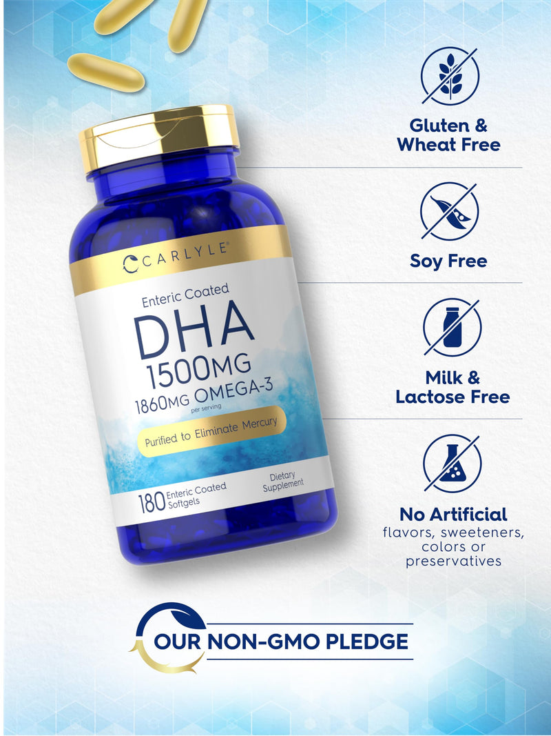 Carlyle DHA Supplement 1500mg | 180 Softgels | Omega-3 Supplement | Non-GMO, Gluten Free