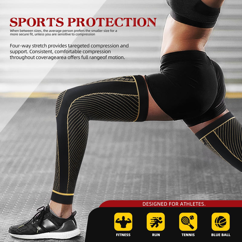 SKDK Copper Full Leg Sleeves Long Compression Leg Sleeve Knee Sleeves Protect Leg for Man Women Basketball, Arthritis Cycling Sport Football, Reduce Varicose Veins and Swelling of Legs XXX-Large（1 Pair）