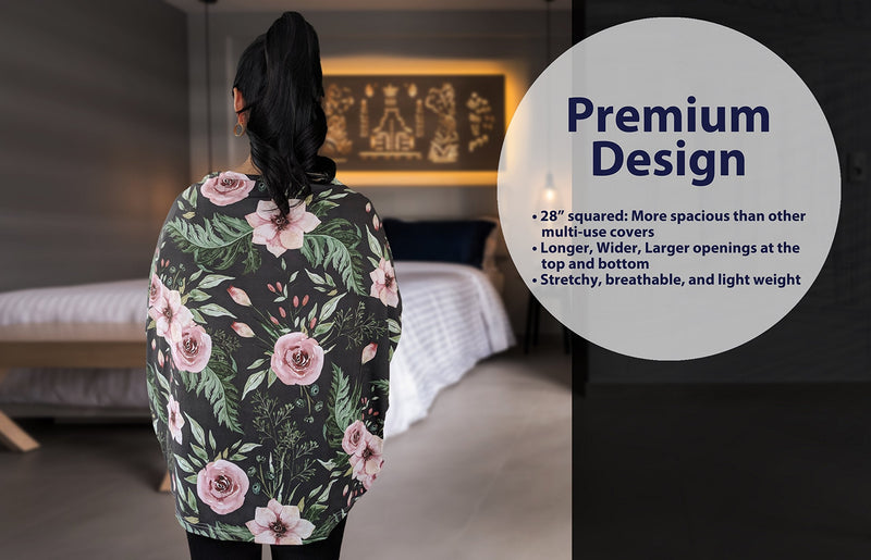 [Australia] - Pobi Baby Car Seat Covers and Nursing Cover - Soft and Stretchy Floral Pattern (Charm) 