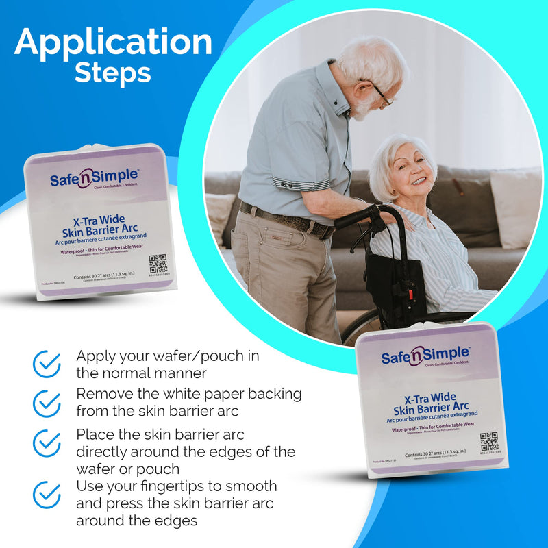 [Australia] - Safe n' Simple Extra Wide Skin Barrier Arc - 2'' 30 Count Ostomy Barrier Strips - Barrier Ring - Hydrocolloid Skin Barrier Strips Accessories for Colostomy-Ileostomy-Stoma Supplies 2'' x 30 