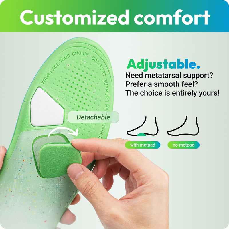 [Australia] - VALSOLE Orthopedic insoles, plantar fasciitis shoe insoles, for heel spurs, flat feet, foot pain, comfort men's and women's insoles, suitable for sports and work shoes... 38.5-41 EU-26.1cm green 