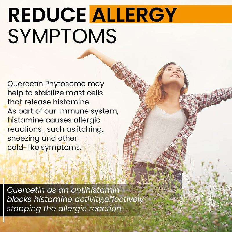 [Australia] - Quercetin with Bromelain 500mg Supplement - Bioactive Phytosome Complex, Pure Organic Whole Food Seasonal Support, Healthy Inflammatory Response, Antioxidant, 20X Absorption & Bioavailability-120 Caps 