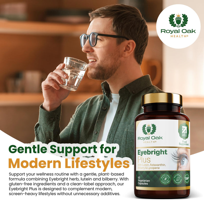 Eyebright Plus Complex with Lutein, Zeaxanthin, Astaxanthin, Bilberry, Eyebright, Lycopene & Vitamin A | 60 Capsules | High Strength Vision Support | UK Made
