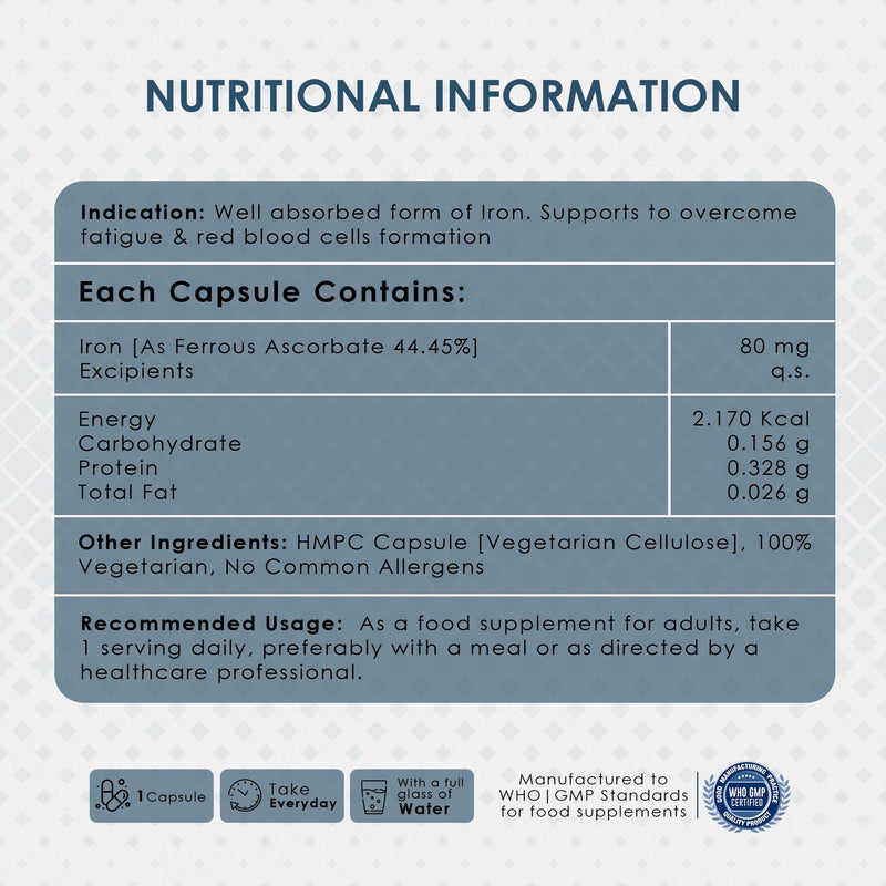 Ambrosial Iron Capsules 25mg - High Strength Supplements for Women & Men - Blood Support for Tiredness & Fatigue - Non-Constipating, Enhanced Absorption - Vegan, Gluten Free - 120 Iron Capsules 120 count (Pack of 1)