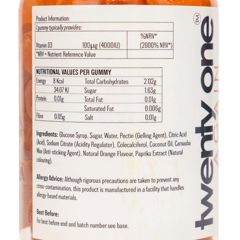 Vitamin D3 4000IU Gummies – High Strength – 150 Orange Flavour Chewable Gummies – Immune, Bone & Muscle Support