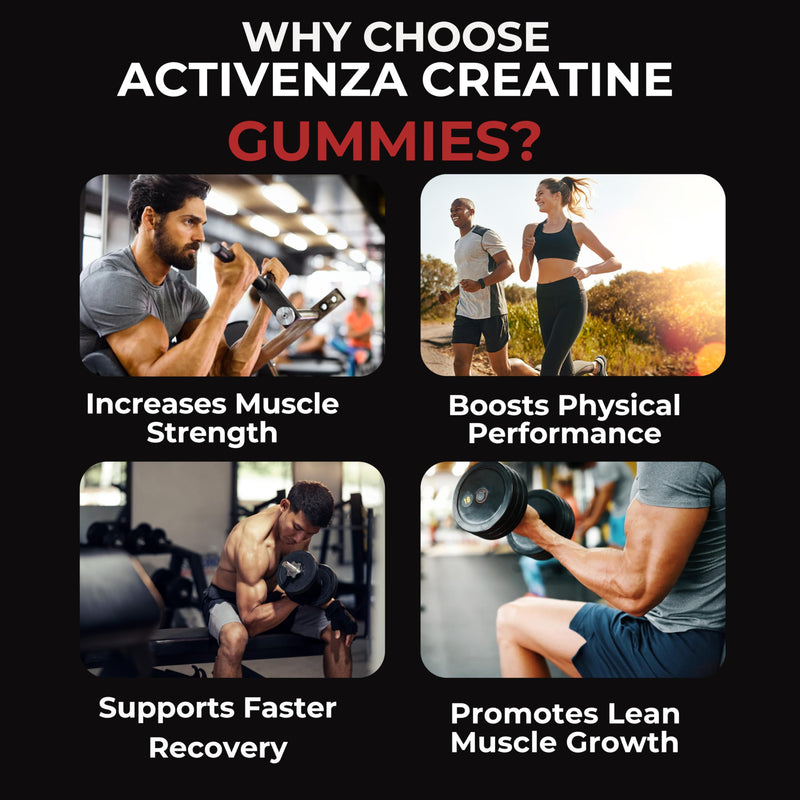 Sugar-Free Creatine Monohydrate 5000mg + L-Taurine Gummies, 120 Count, Strawberry Flavour, High-Strength Creatine Supplement for Workout & Gym Support for Men & Women