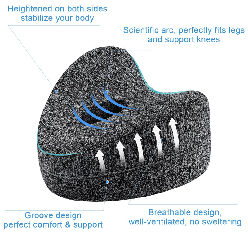 [Australia] - Leg Pillow, Knee Pillow for Side Sleepers, Leg Pillows for Sleeping, Knee Cushion for Sleeping,Suitable for Relieving Leg, Back, Knee Pain Grey Without Straps 
