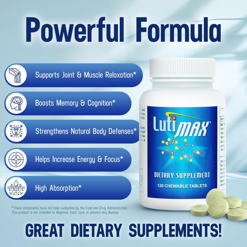 Lutimax Luteolin Complex w/Rutin - Immune Support Brain Supplements - Bioflavonoids w/Vitamin C, D & E for Joint, Muscle, & Dietary Issues - Antioxidants Supplement w/Immune Support - 120 Tablets 120 Count (Pack of 1)