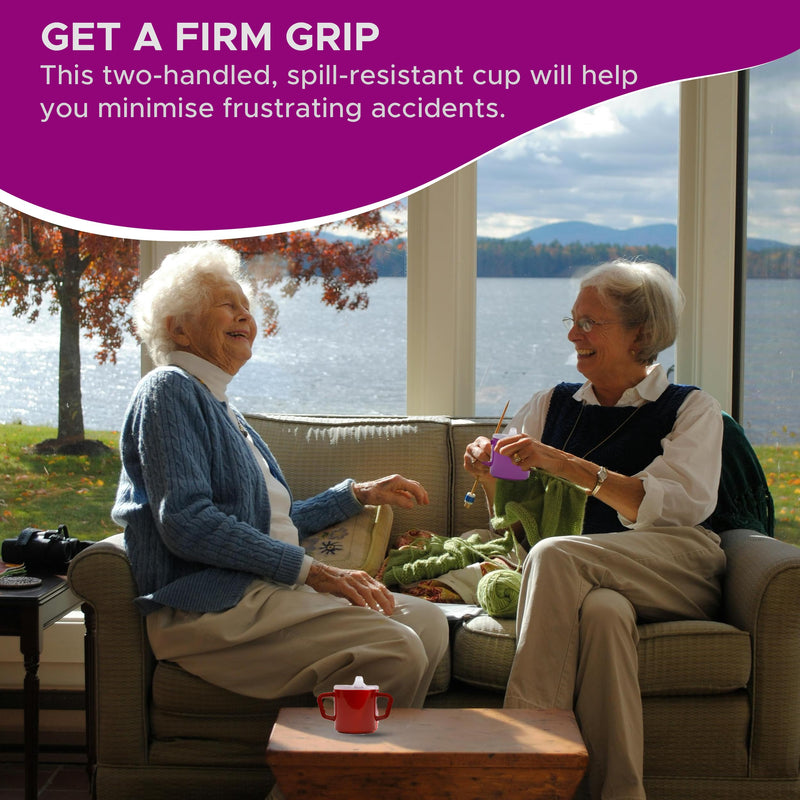 Compact 240ml Adult Sippy Cup with Dual Handles - Ideal for Limited Mobility, Handicapped, and Elderly Care - Assistive Sip Cups Cups for Elderly Care Drinking Mug/Drinking Cup/Non Spill Cup (Purple) Purple