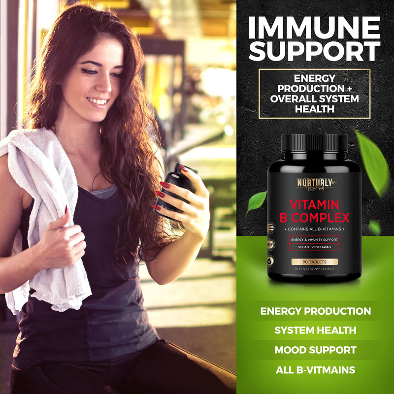 Vitamin B Complex and Turmeric Curcumin with BioPerine & Ginger - Contains All Essential B Vitamins - B1, B2, B3, B5, B6, B7, B9, B12 and Biotin - High Absorption Turmeric Supplements