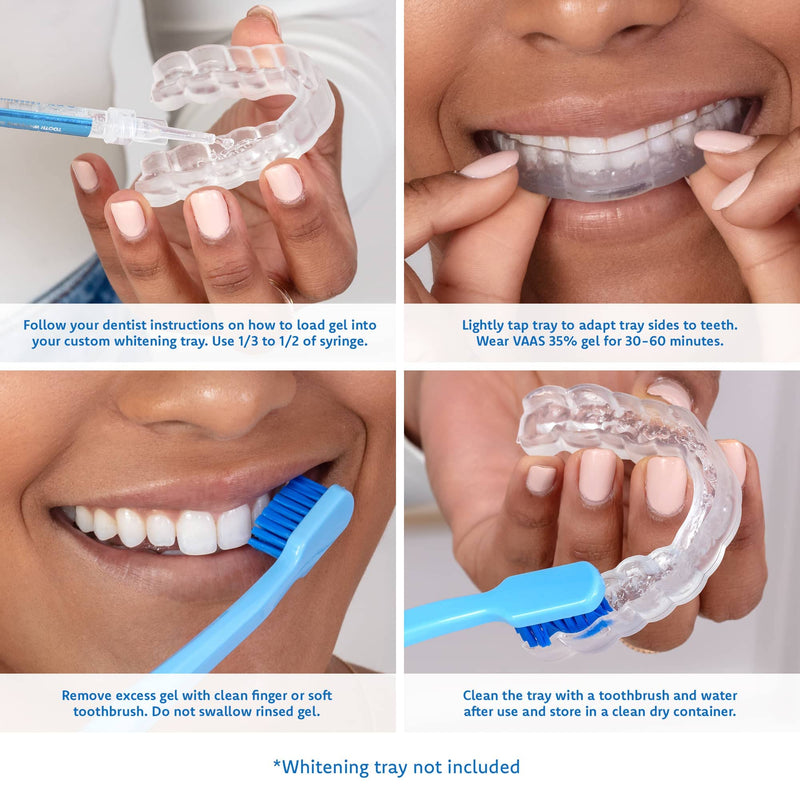[Australia] - Teeth Whitening Gel for Trays, 4 Take Home Syringes, 35% Carbamide Peroxide, with Potassium-Nitrate, Trays Not Included, USA Made, Teeth Whitening Kit by Everest VAAS 1 Count (Pack of 4) 