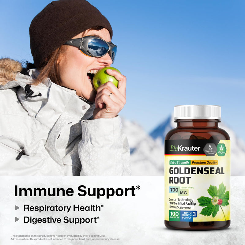 [Australia] - Goldenseal Root Supplement - Organic Goldenseal Capsules 700 mg - Traditional Herbal Supplement - 100 Vegan Pills 