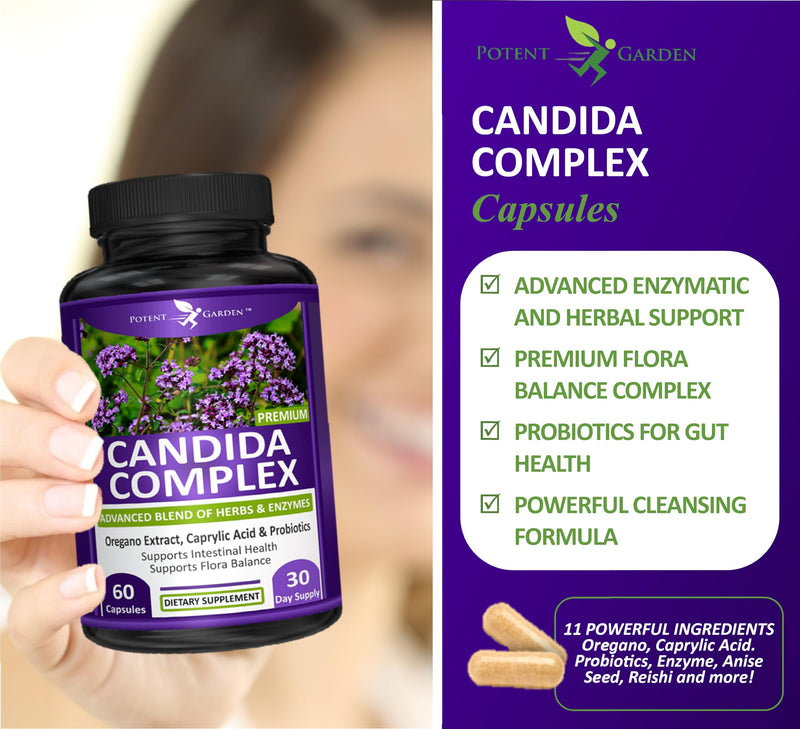 [Australia] - Candida Complex - Oregano and Caprylic Acid Blend, Gut Flora Balance Complex, Intestinal Health & Immune Support with Herbs & Probiotics, Gut Health Supplements for Women & Men 60 Count 
