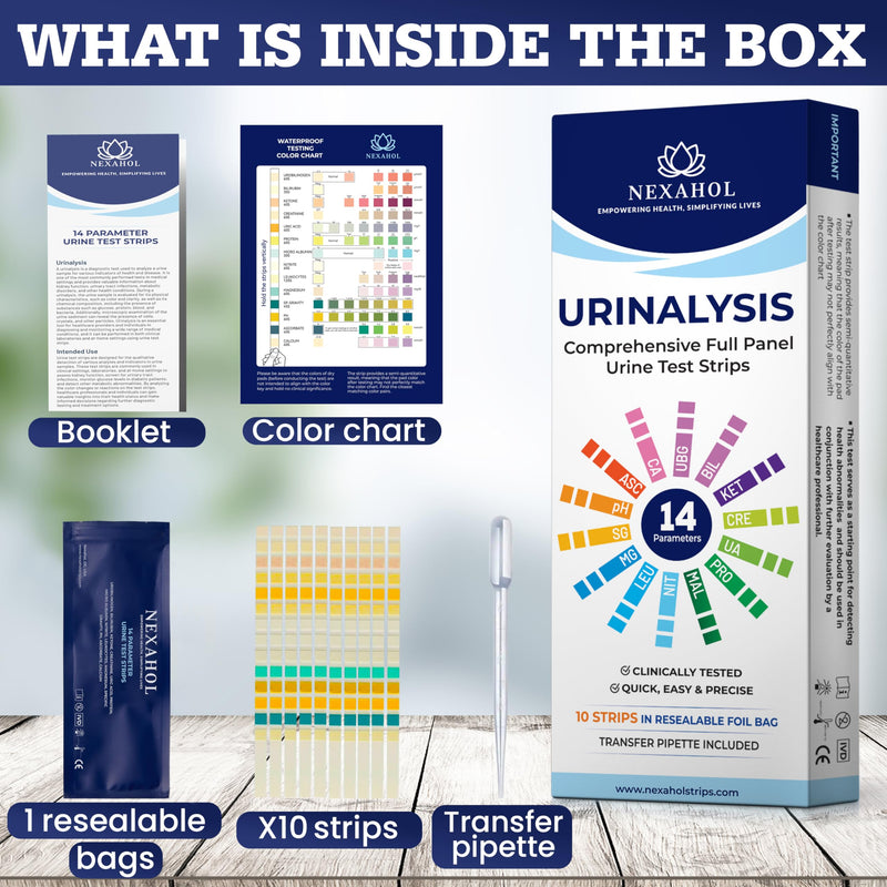 Urine Test Strips for Urinalysis Full Panel - 14 Panel Home Wellness Monitor Kit for Daily Health Awareness | at Home Checkup with Quick Results | Reliable and Convenient Urine Dipsticks - 10 Count