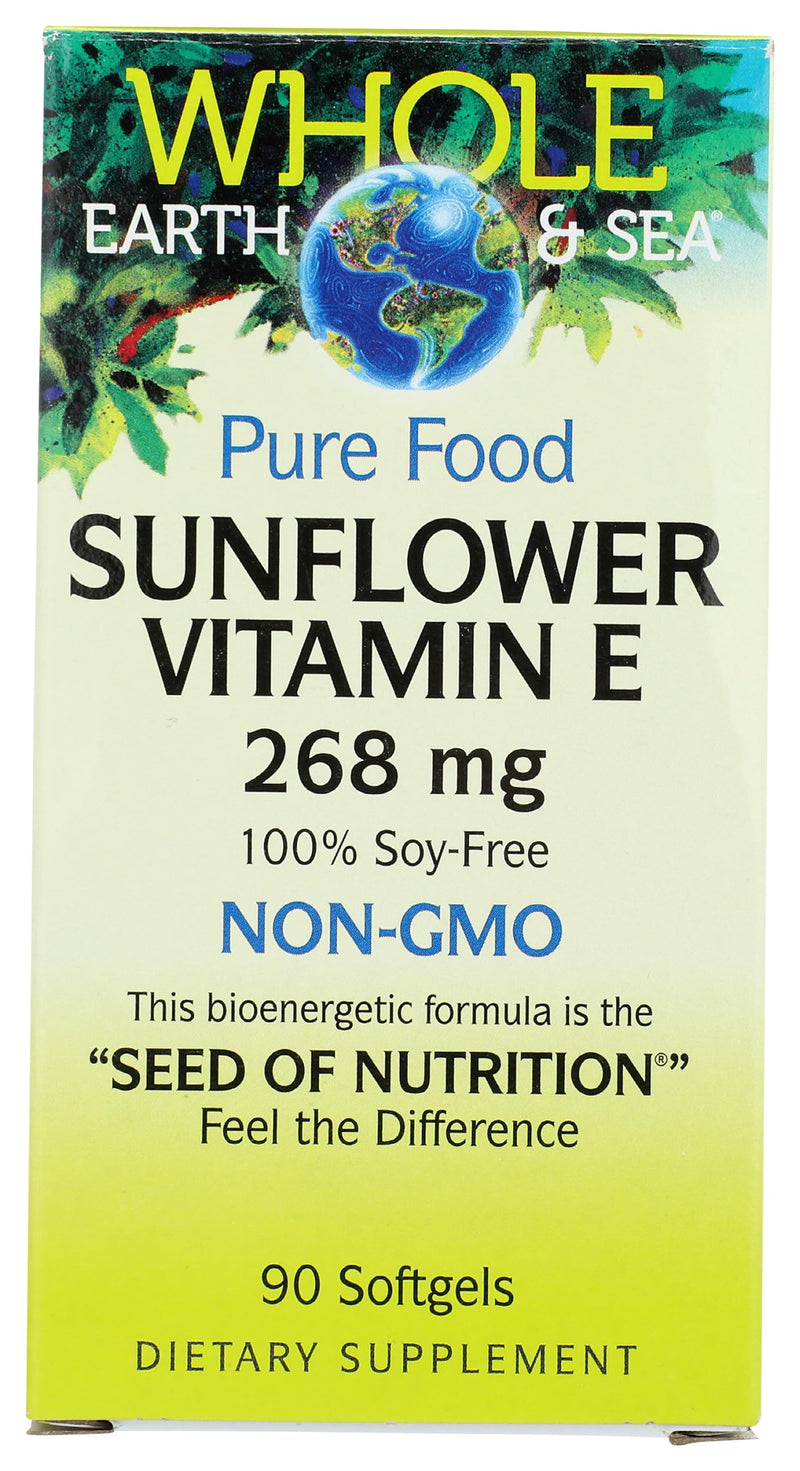 Whole Earth & Sea from Natural Factors, Sunflower Vitamin E, Whole Food Supplement 90 Count (Pack of 1)