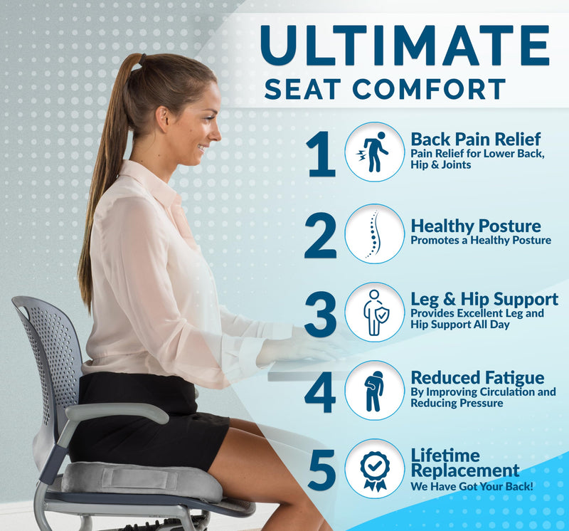 [Australia] - ComfiLife Premium Comfort Seat Cushion - Non-Slip Orthopedic 100% Memory Foam Coccyx Cushion for Tailbone Pain - Cushion for Office Chair Car Seat - Back Pain & Sciatica Relief (Gray) Gray 
