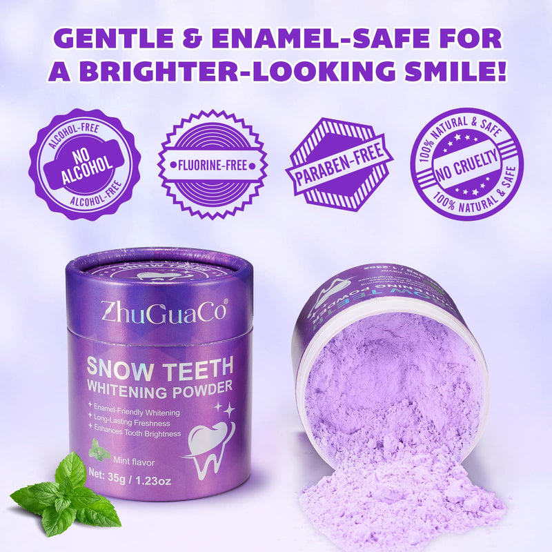 [Australia] - Teeth Whitening Powder - Snow Teeth Whitening Powder with Pap+ Formula, Peroxide-Free, No Sensitivity & Enamel Safe - Removes Coffee, Tea, Wine, Tobacco & Food Stains - 35g | 1.23oz 