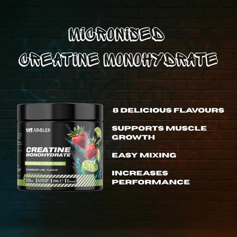 Creatine Monohydrate Powder, Strawberry Lime, 50 Servings, Micronised for Easy Mixing, Muscle Growth, Muscle Recovery and Strength Performance