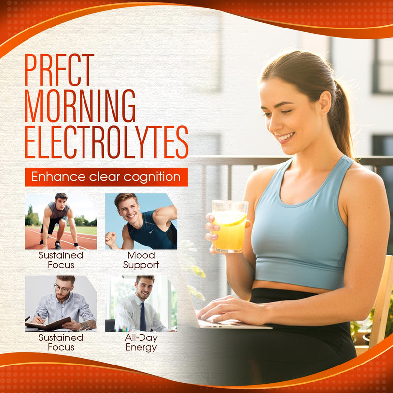 Perfect Morning Tangerine Pulse Electrolyte Powder, 3-in-1 Hydration Supplement with Anhydrous Glucose, ACV, B Vitamins, Turmeric & Taurine, Supports Metabolism & Hydration, Fresh Orange Flavor (1pcs) 1pcs