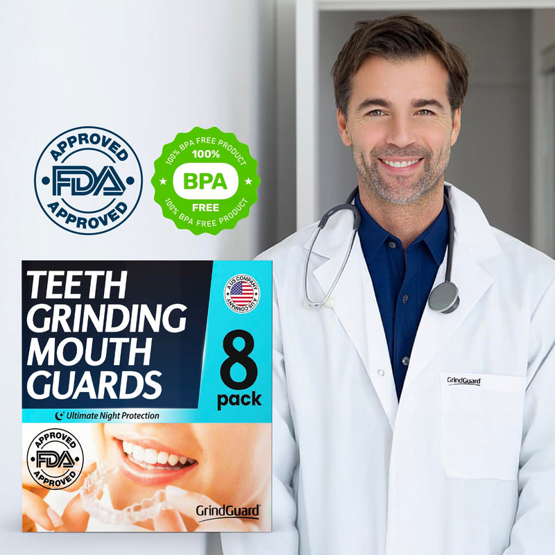 [Australia] - Mouth Guard for Teeth Grinding 8 Pack - Dentist Approved Gum Shield Retainers for Adults - Mouth Guard for Bruxism, Clenching & TMJ Relief Teth Grinding Guard 