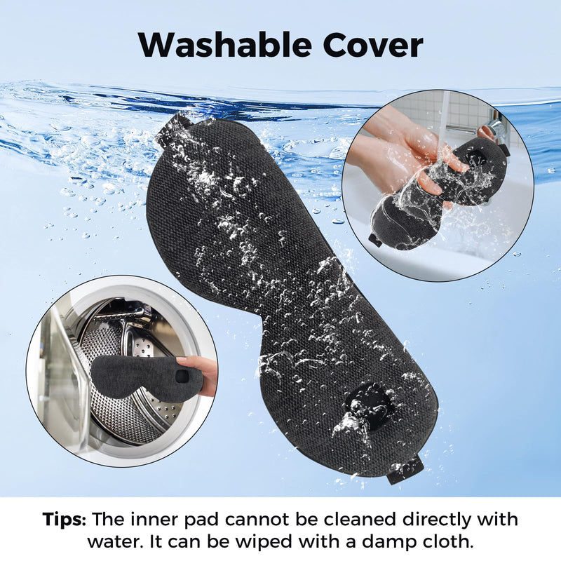 [Australia] - Heated Eye Mask for Dry Eyes, Cordless Warm Eye Compress, 4 Heat Levels, 4-Level Timing, 1000mAh Rechargeable, Blepharitis, Styes, Washable Cover, Travel, Gifts for Family(Black) Black 