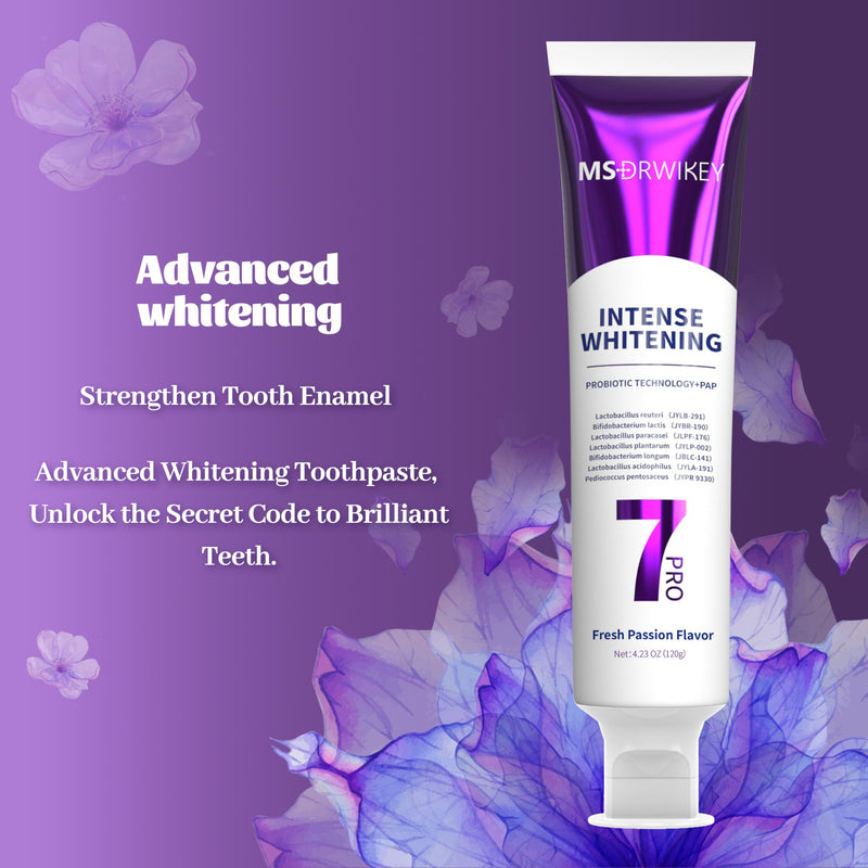 [Australia] - 2-Pack 7-Pro Whitening Toothpaste | Deep Whitening & 7 Probiotics for Oral Health | Purple Beads for Extra Freshness | Fluoride-Free 2 