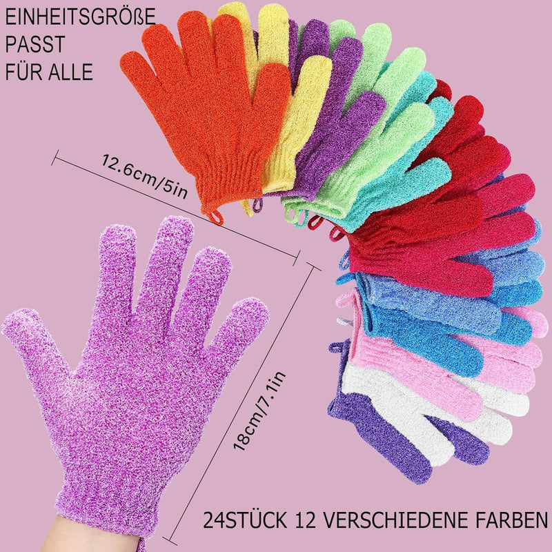[Australia] - EOGRFW 12 pairs of peeling gloves, bathing gloves, peeling gloves, nylon shower gloves, peeling washing gloves body for shower body peeling, 12 colors 