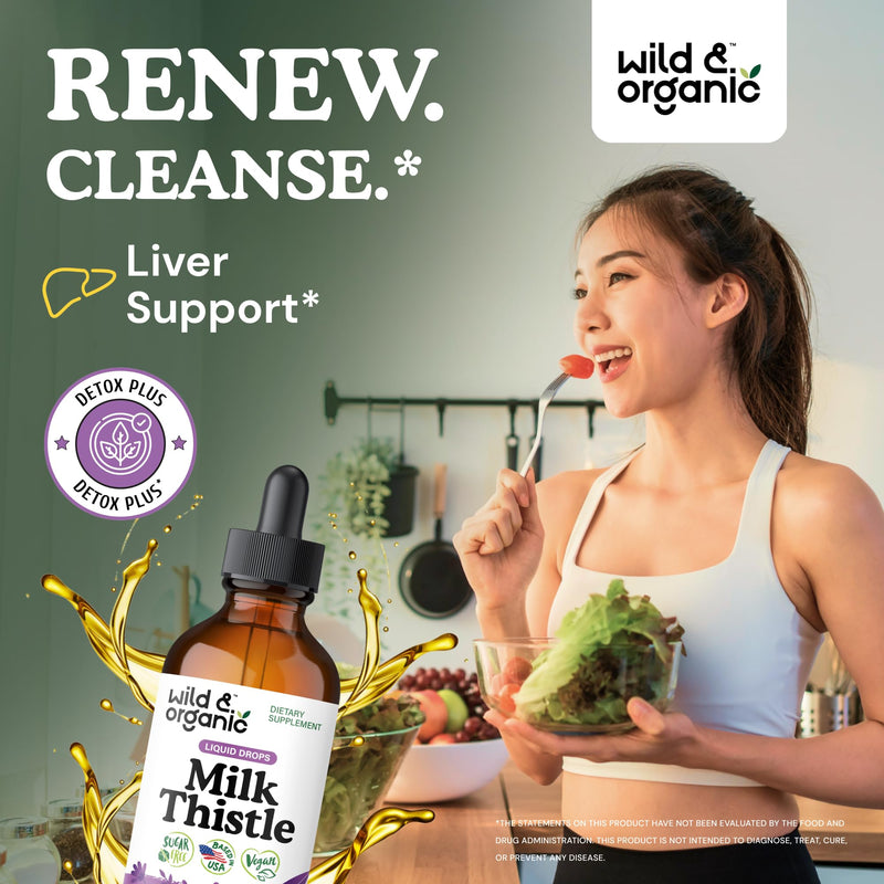[Australia] - Wild & Organic Milk Thistle Liquid Drops - Liver Cleanse Detox - Silymarin Milk Thistle Supplement for Liver Support - Silybum Marianum Seed Extract Tincture - Vegan, Sugar & Alcohol-Free - 4 fl oz 4 Fl Oz (Pack of 1) 