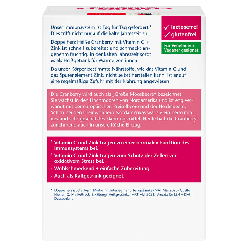 [Australia] - Doppelherz Hot Cranberry - Vitamin C and Zinc to support the normal function of the immune system - hot and cold - vegan - 10 bags Hot Cranberry + Vitamin C + Zinc 10 bags (pack of 1) 