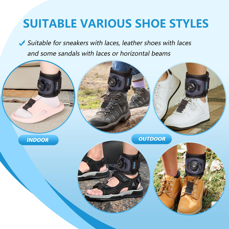 AFO Foot Drop Brace for Walking with Shoes, Drop Foot Brace with Reel-Adjust Dorsiflexion Assist, Adjustable Foot Brace for Drop Foot Support, Fits Left or Right Foot for Women Men (S/M) S/M With Knob