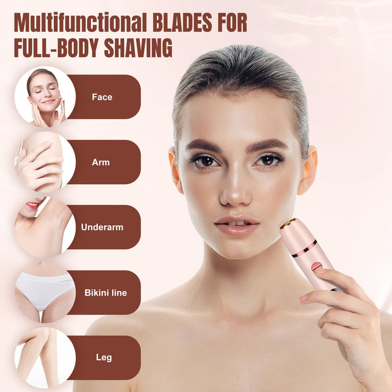 [Australia] - Karrte 2-in-1 Women Electric Shaver Dual Head Bikini Trimmer, Razors for Shaving Pubic Hair, Wet and Dry Cordless Painless Hair Removal for Private Area Pink 