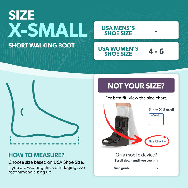 [Australia] - BraceAbility Short Walking Boot - Orthopedic Medical Walker Cast for Broken Toe Injuries, Sprained Ankles, Metatarsal Stress, Post-Op Support Left or Right Foot Fracture Shoe Fits Men and Women (XS) X-Small 